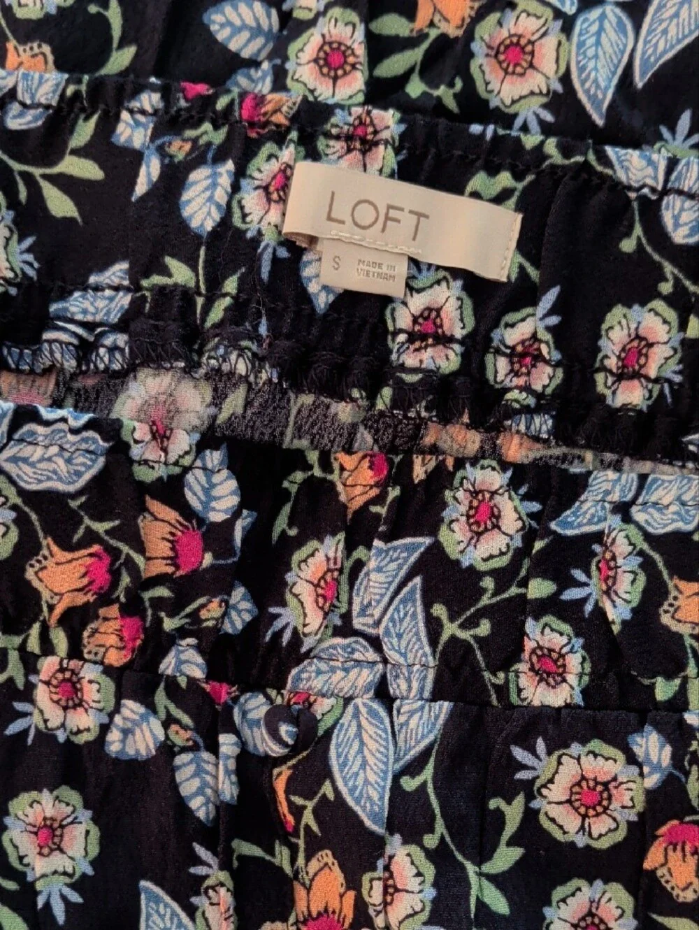 LOFT Navy Floral Maxi Skirt with Ruffle Hem